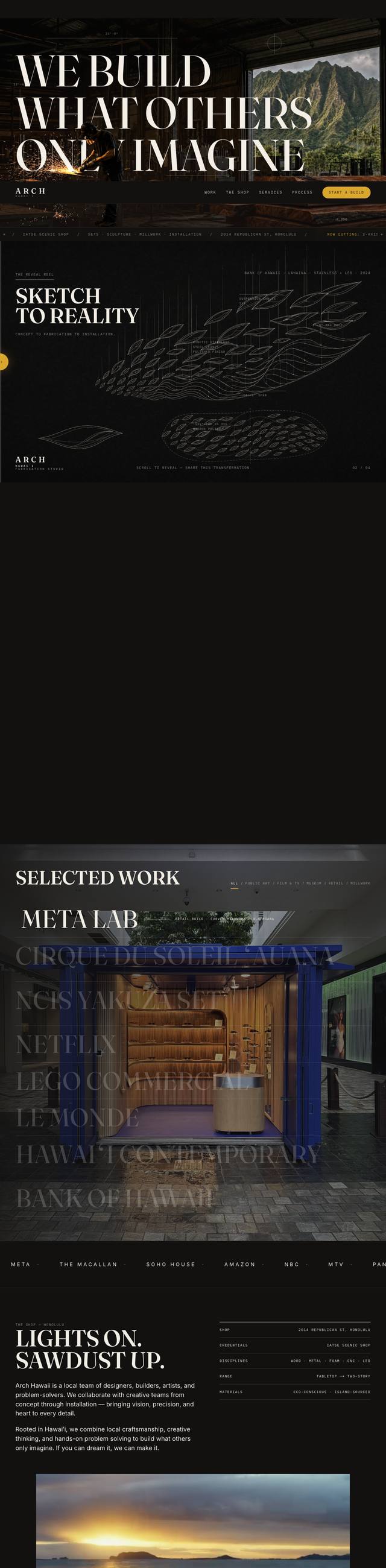 Arch Hawaii website, full page