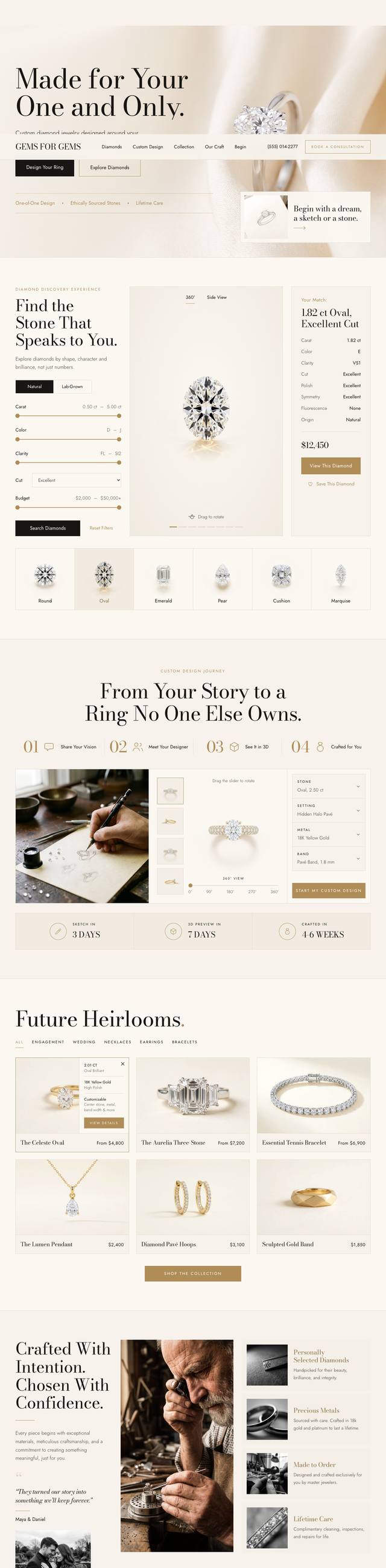 Gems for Gems website, full page