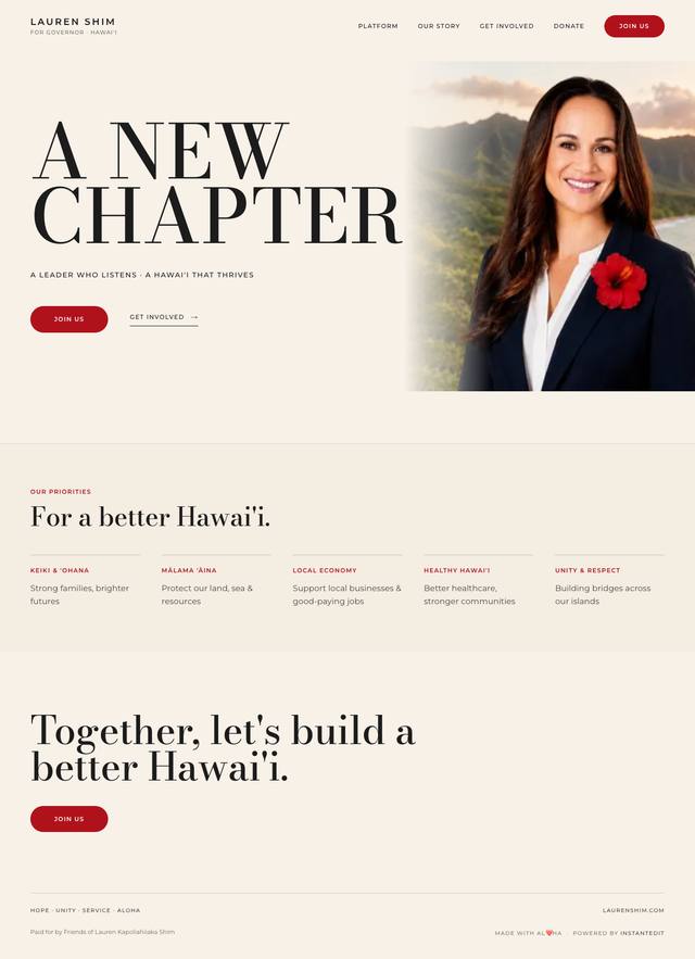 Lauren Shim website, full page