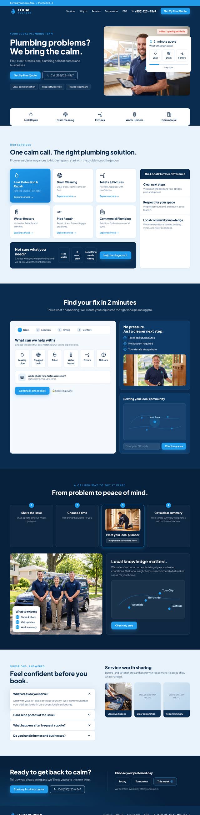 Local Plumber website, full page