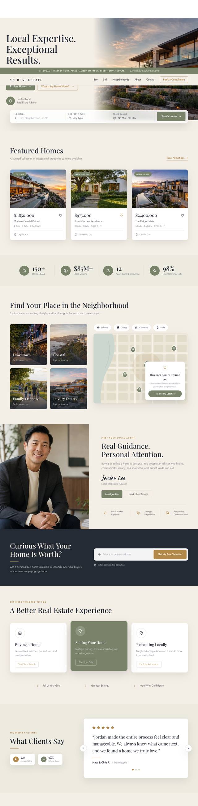 My Real Estate website, full page