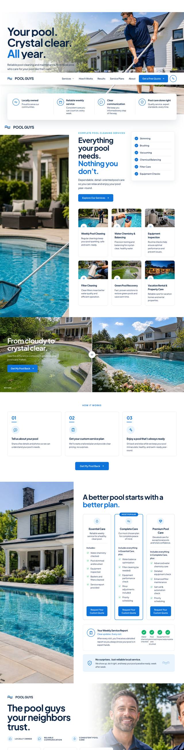 Pool Guys website, full page