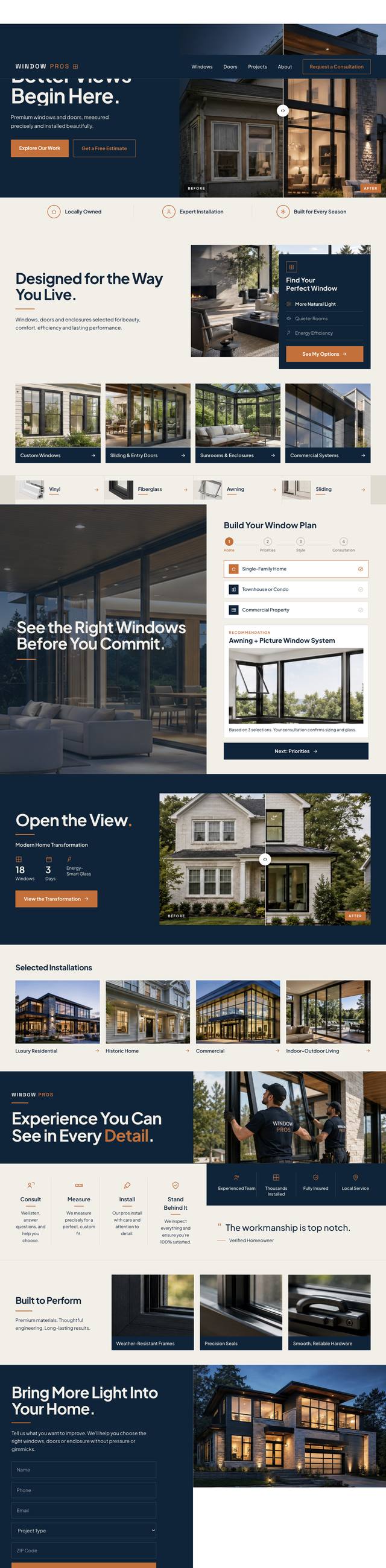 Window Pros website, full page